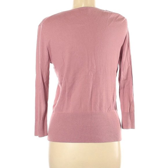 Ann Taylor LOFT Pink Ruffle V-Neck Cardigan Medium - Picture 2 of 4